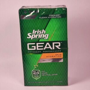 6 Bars Irish Spring Gear Advanced Performance Skin Hydration Deodorant Bar Soap
